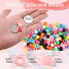 160Pcs 10mm Small Silicone Beads for Hair Braids, Soft Jellyish Pony Hair Beads with 5mm Hole + 50 Rubber Bands and 1 Beader for Braiding, DIY Bracelets Necklaces Crafts (Dark Pink) view 2