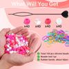 160Pcs 10mm Small Silicone Beads for Hair Braids, Soft Jellyish Pony Hair Beads with 5mm Hole + 50 Rubber Bands and 1 Beader for Braiding, DIY Bracelets Necklaces Crafts (Dark Pink) view 3