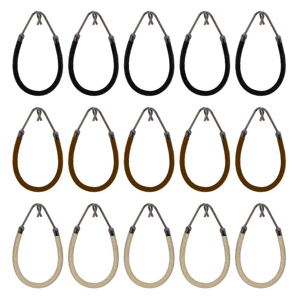 15PCS Elastic Hook Hair Tie Ponytails Hooks Elastic Band Hair Styling Hairs Cord Hairs Clips for Women Girls Curly LongHair (Black, Brown and Blonde)