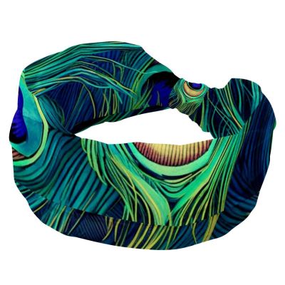 1 Pack Peacock Feathers-744 Elastic Soft Fabric Non-Slip Women's Fashion Headbands - Soft, Wide, and Stylish for All Occasions