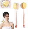 2-in-1 Bath Scrubber Back Brush,2025 New Shower Body Brush with Bristles and Loofah,Double-Sided Bath Back Scrubber with Long Handle for Women, Men, The Elderly (Pink A+B) view 1