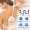 2-in-1 Bath Scrubber Back Brush,2025 New Shower Body Brush with Bristles and Loofah,Double-Sided Bath Back Scrubber with Long Handle for Women, Men, The Elderly (Pink A+B) view 2