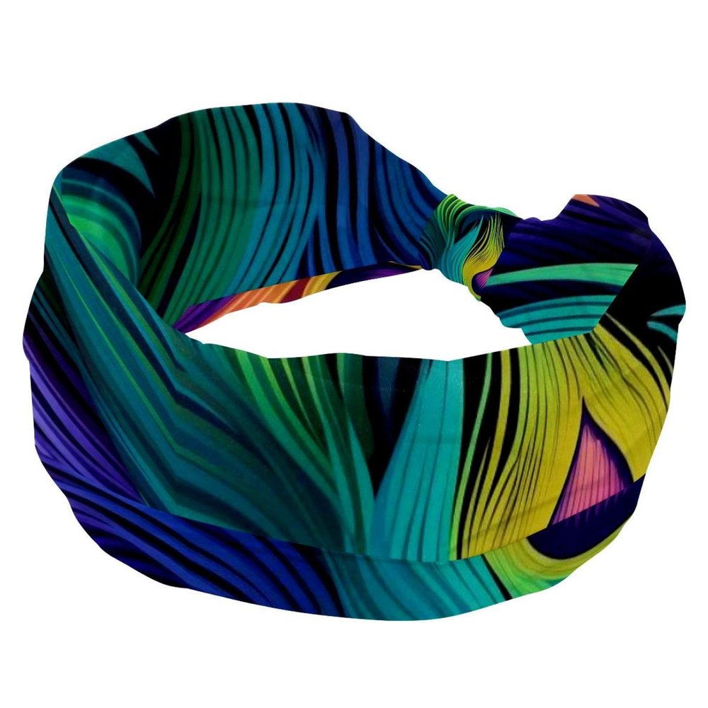 1 Pack Peacock Feathers-726 Elastic Soft Fabric Non-Slip Women's Fashion Headbands - Soft, Wide, and Stylish for All Occasions