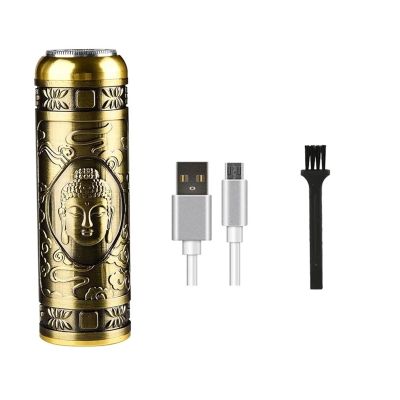 Electric Shaver Vintage Hair Trimmer USB Rechargeable Shaver Mens Professional Hair Clipper Beard Trimmer Machine Metal Razor(Metal Buddha)