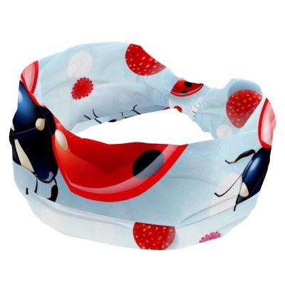 1 Pack Headbands for Women Non Slip Elastic Sports Hair Bands for Women, Soft Cloth Headband for Workout Yoga Fashion Hair Accessories,Red Art Seven Star Ladybug-290