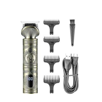 Design Metal Beard USB Charging Barber Trimmer Professional Cordless Hair Clipper Rechargeable LED Displa for Men