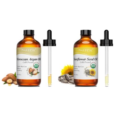 4 fl.oz Organic Moroccan Argan Oil and Sunflower Seed Oil for Hair and Skin