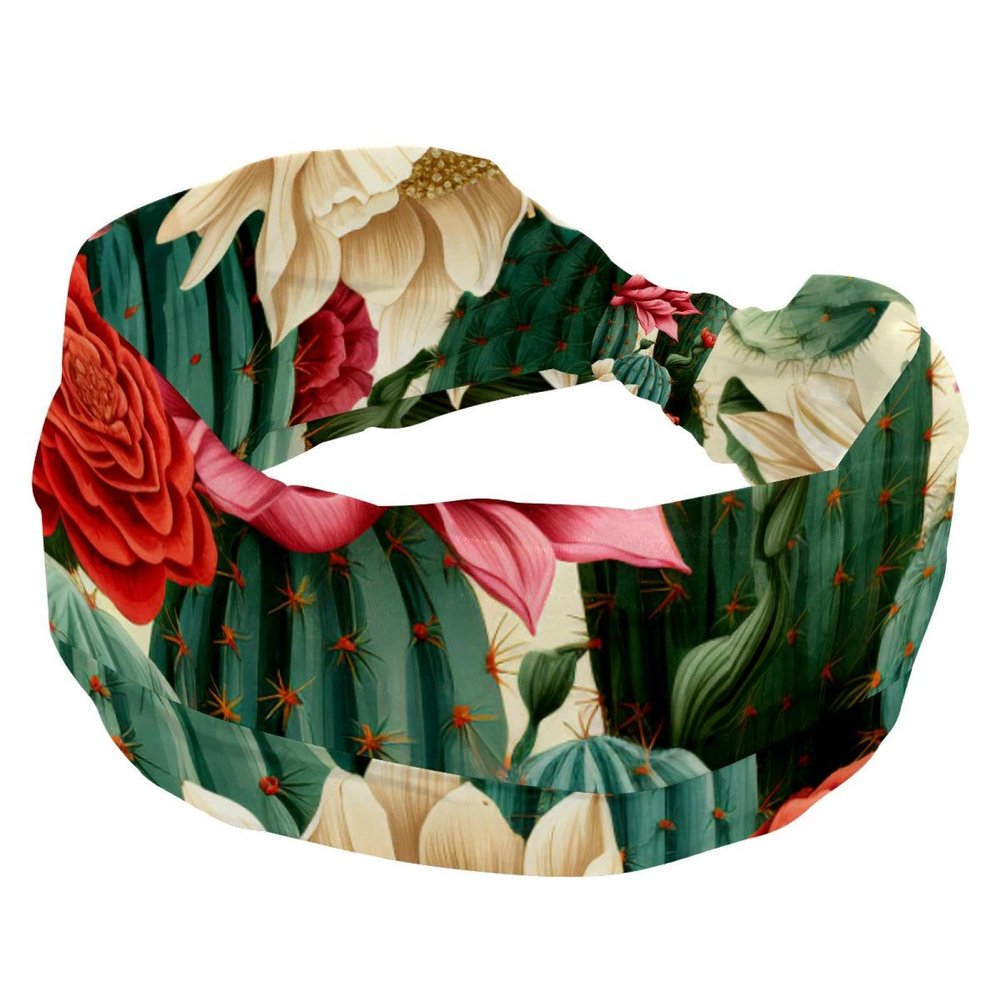 1 Pack Wide Headbands For Women Elastic Headband Cactus Plant-517 Head Bands Women's Hair Band Turban Workout Soft Sweat Hairband Accessories