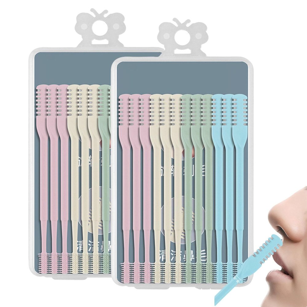 2-in-1 Nasal Hair Cutter for Women, Double-Sided Nose Hair Trimmer for Women Men, 360 Rotating Nose Trimmer Remover Tool with Ear Picker (24pcs,Mix)