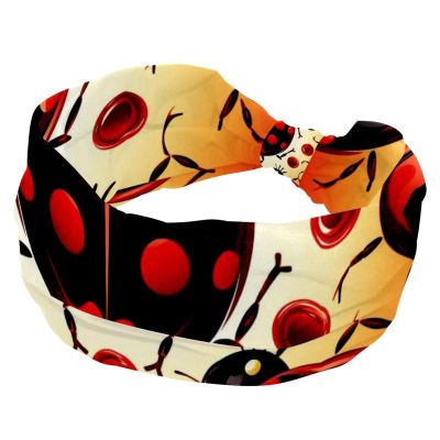1 Pack Red Art Seven Star Ladybug-225 Elastic Soft Fabric Non-Slip Women's Fashion Headbands - Soft, Wide, and Stylish for All Occasions