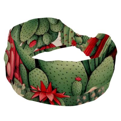 1 Pack Colored Cactus-381 Elastic Soft Fabric Non-Slip Women's Fashion Headbands - Soft, Wide, and Stylish for All Occasions