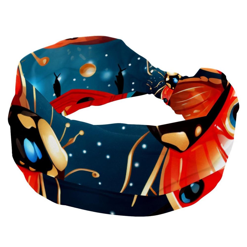 1 Pack Wide Headbands For Women Elastic Headband Red Art Seven Star Ladybug-328 Head Bands Women's Hair Band Turban Workout Soft Sweat Hairband Accessories