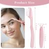 KFHENSOMR 15 Pcs Dermaplane Razor Folding Eyebrow Razors for Women Face Fuzz Remover Facial Hair Removal for Women and Men Travel Dermaplaning Beauty Tool - Green White Pink view 2