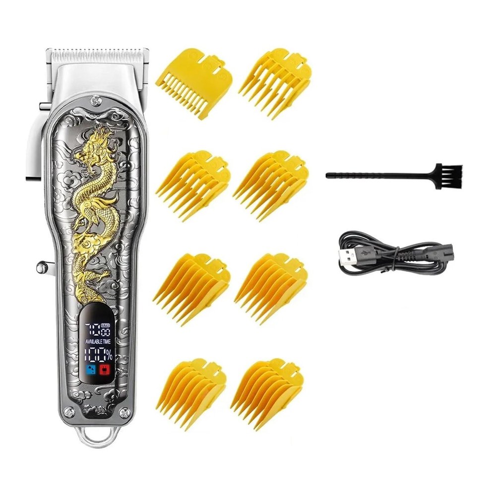 Hair Clipper Cordless Professional LCD Display Shaver Electric Trimmer for Men Haircut Machine Barbershop USB(Black Gold)