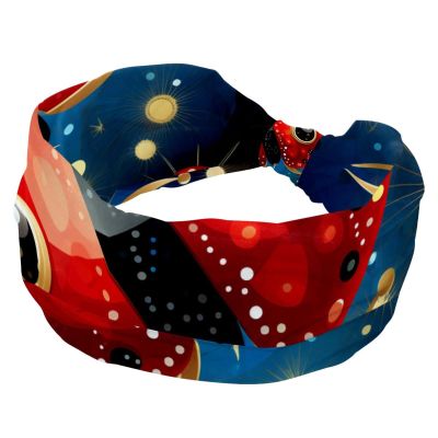 1 Pack Headbands for Women Non Slip Elastic Sports Hair Bands for Women, Soft Cloth Headband for Workout Yoga Fashion Hair Accessories,Red Art Seven Star Ladybug-362