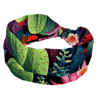1 Pack Wide Headbands For Women Elastic Headband Colored Cactus-385 Head Bands Women's Hair Band Turban Workout Soft Sweat Hairband Accessories