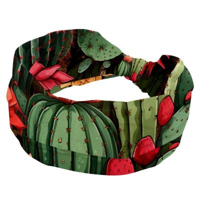 1 Pack Colored Cactus-384 Elastic Soft Fabric Non-Slip Women's Fashion Headbands - Soft, Wide, and Stylish for All Occasions