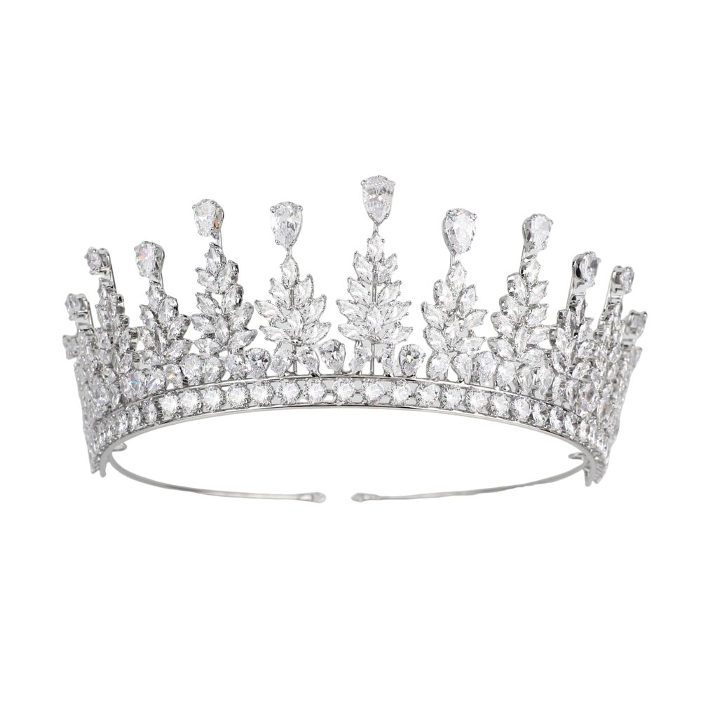 14K Gold Moissanite Glamorous Bridal Crown, High-End Wedding Tiara Hair Accessory for Women, Ideal Gift for Brides, Anniversaries, and Formal Parties (Style 2)