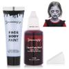Paminify Halloween Zombie Makeup Kit,1.01oz Zombie Grey Blue Face Body Paint and 30ml Washable Dripping Fake Blood with sponge,Light Gray Face Painting SFX Cream Makeup with Stage Blood for Vampires view 1
