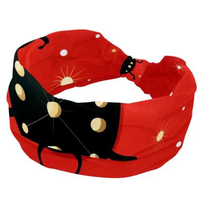 1 Pack Red Art Seven Star Ladybug-228 Elastic Soft Fabric Non-Slip Women's Fashion Headbands - Soft, Wide, and Stylish for All Occasions