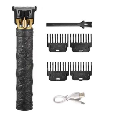Vintage T9 Hair Cutting Machine Hair Clipper Professional Cutter Trimmer for Men Cordless Beard Trimmer USB for Barber Dragon(Black DragonB-no Box)