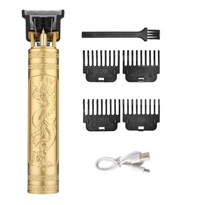 Electric Hair Clipper Professional USB Cordless Clipper Professional Beard Trimmer Hair Cutting Machine Hair Clippers(Gold Dragon A)
