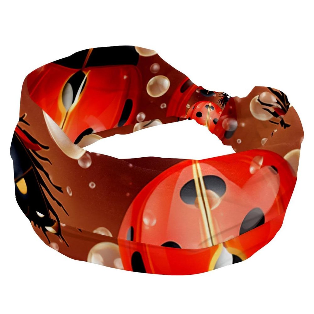 1 Pack Wide Headbands For Women Elastic Headband Red Art Seven Star Ladybug-355 Head Bands Women's Hair Band Turban Workout Soft Sweat Hairband Accessories