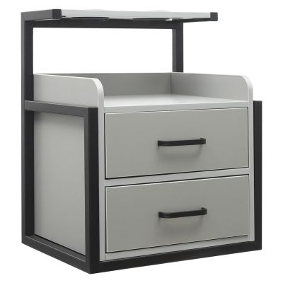 NeNchengLi Wall Mounted Salon Station, Black Grey Salon Wall Cabinet with Drawer, Hair Salon Station Cabinet with Hair Dryer Holes, Wall Mounted Storage Cabinet for Salon, Locker Room, Bathroom