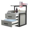 NeNchengLi Wall Mounted Salon Station, Black Grey Salon Wall Cabinet with Drawer, Hair Salon Station Cabinet with Hair Dryer Holes, Wall Mounted Storage Cabinet for Salon, Locker Room, Bathroom view 4
