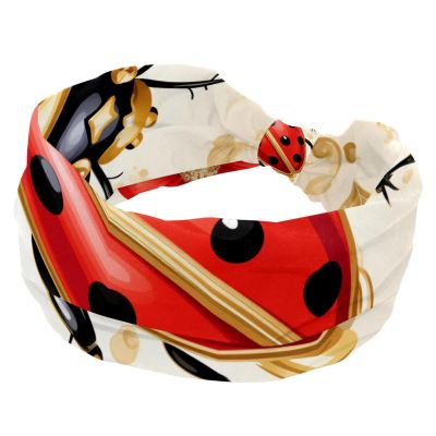 1 Pack Red Art Seven Star Ladybug-345 Elastic Soft Fabric Non-Slip Women's Fashion Headbands - Soft, Wide, and Stylish for All Occasions