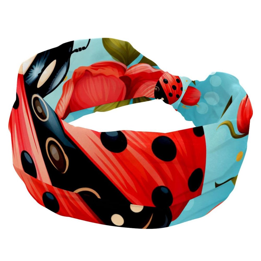 1 Pack Wide Headbands For Women Elastic Headband Red Art Seven Star Ladybug-283 Head Bands Women's Hair Band Turban Workout Soft Sweat Hairband Accessories