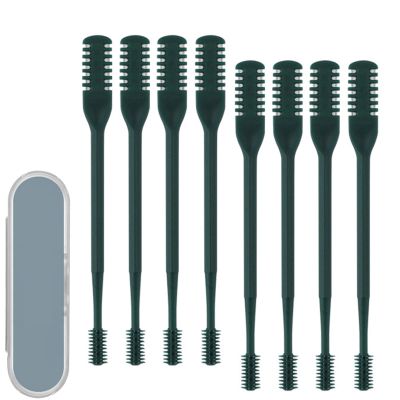 2-in-1 Nasal Hair Cutter for Women, Double-Sided Nose Hair Trimmer for Women Men, 360 Rotating Nose Trimmer Remover Tool with Ear Picker (Dark Green,8pcs)