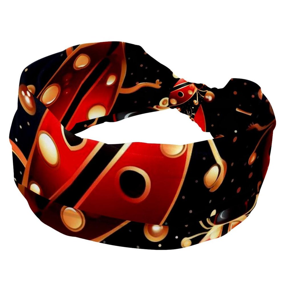 1 Pack Wide Headbands For Women Elastic Headband Red Art Seven Star Ladybug-262 Head Bands Women's Hair Band Turban Workout Soft Sweat Hairband Accessories