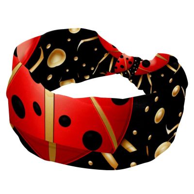 1 Pack Headbands for Women Non Slip Elastic Sports Hair Bands for Women, Soft Cloth Headband for Workout Yoga Fashion Hair Accessories,Red Art Seven Star Ladybug-284