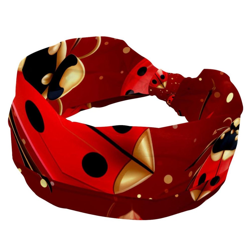 1 Pack Red Art Seven Star Ladybug-336 Elastic Soft Fabric Non-Slip Women's Fashion Headbands - Soft, Wide, and Stylish for All Occasions