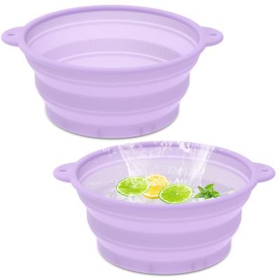2Pcs Face Bowl with Built-in Ice Tray  Collapsible Silicone Facial Ice Bath Bowl for Cold Plunge Therapy, Skin Tightening & Acne Relief  Portable Spa Tool for Home & Travel (Purple)