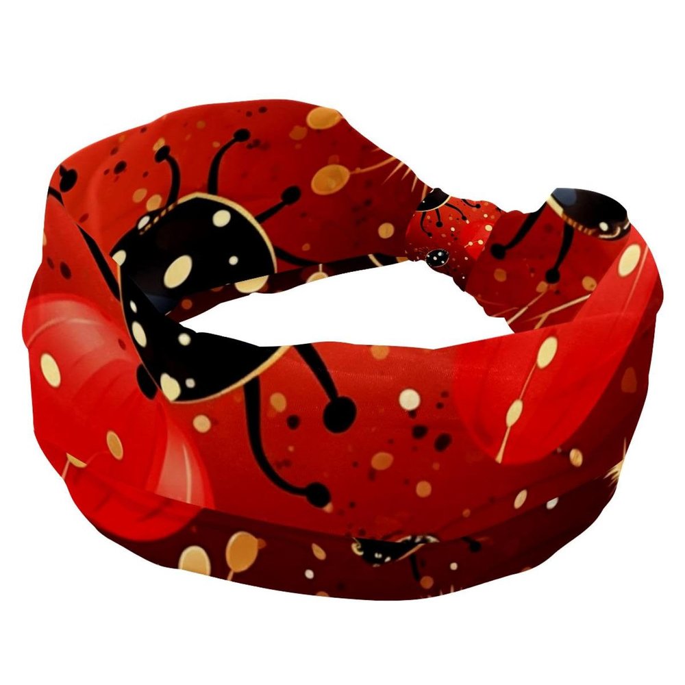 1 Pack Red Art Seven Star Ladybug-315 Elastic Soft Fabric Non-Slip Women's Fashion Headbands - Soft, Wide, and Stylish for All Occasions