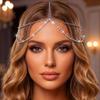Aukmla Silver Head Chain Layered Headpiece Festival Hair Accessires for Women (Silver, One Size) view 1