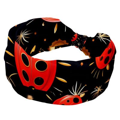 1 Pack Red Art Seven Star Ladybug-357 Elastic Soft Fabric Non-Slip Women's Fashion Headbands - Soft, Wide, and Stylish for All Occasions