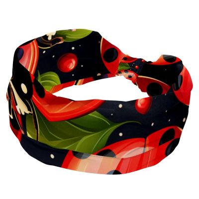 1 Pack Headbands for Women Non Slip Elastic Sports Hair Bands for Women, Soft Cloth Headband for Workout Yoga Fashion Hair Accessories,Red Art Seven Star Ladybug-356
