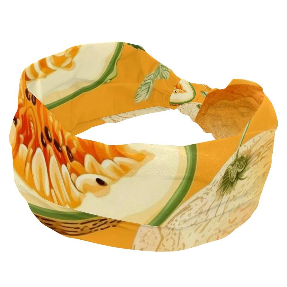 1 Pack Yellow Hami Melon-666 Elastic Soft Fabric Non-Slip Women's Fashion Headbands - Soft, Wide, and Stylish for All Occasions