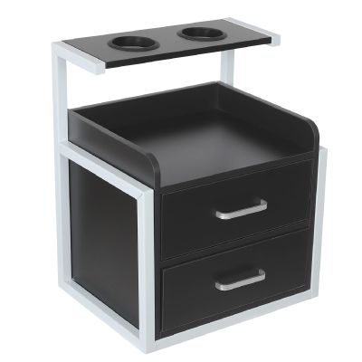 NeNchengLi Wall Mounted Salon Station Black Silver Salon Wall Cabinet with Drawer, Hair Salon Station Cabinet with Hair Dryer Holes, Wall Mounted Storage Cabinet for Salon, Locker Room, Bathroom