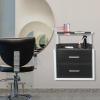 NeNchengLi Wall Mounted Salon Station Black Silver Salon Wall Cabinet with Drawer, Hair Salon Station Cabinet with Hair Dryer Holes, Wall Mounted Storage Cabinet for Salon, Locker Room, Bathroom view 2