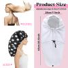 2 Pcs Large Shower Cap for Braids, Extra Long Shower Cap for Women Long Hair & Locs, Waterproof Hair Bonnets for Dreadlocks Drawstring Bath Caps for Women & Men (White, Polka Dots) view 2
