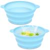 2Pcs Face Bowl with Built-in Ice Tray  Collapsible Silicone Facial Ice Bath Bowl for Cold Plunge Therapy, Skin Tightening & Acne Relief  Portable Spa Tool for Home & Travel (Blue) view 1