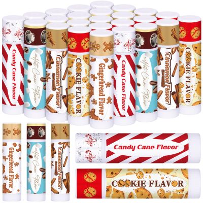 150 Pcs Christmas Lip Balms Bulk Peppermint Candy Cane Gingerbread Hot Cocoa Gifts Cookie Cinnamon Flavor Lip Balm Party Favor Xmas Stocking Stuffers Christmas Bulk Gifts for Coworker Staff Employee