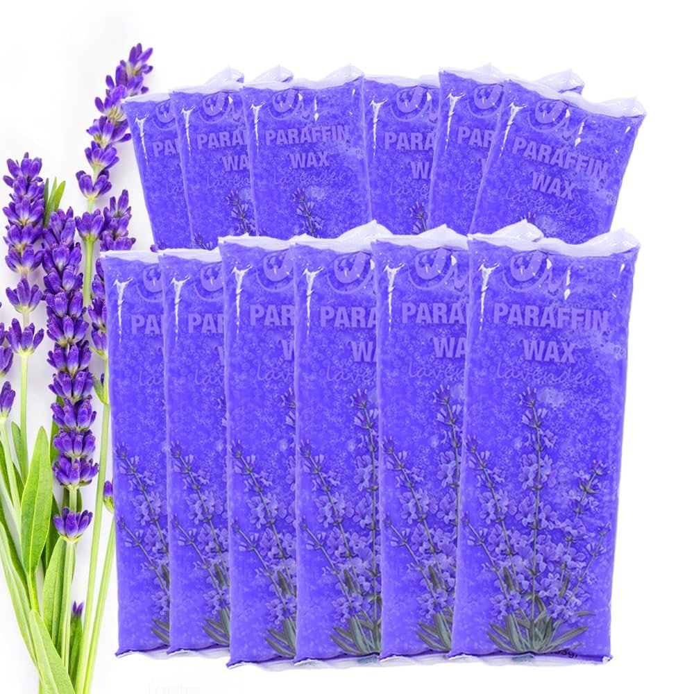 Lavender Paraffin Wax Refills 12 Pack  Paraffin Wax Beads and Blocks for Hand and Foot Bath, Spa Wax Machine Refill for Moisturizing and Relaxing Skin Care
