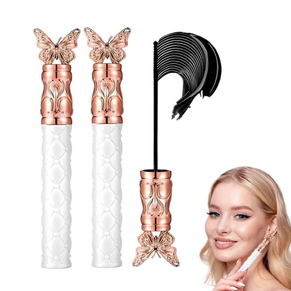 2026 New Mascara, Lift Iron Wand Mascara for Everyday Wear, Thick, Curling, Long-lasting, Waterproof, Sweat-proof, Lengthening, Non-smudged (Black-2Pcs)
