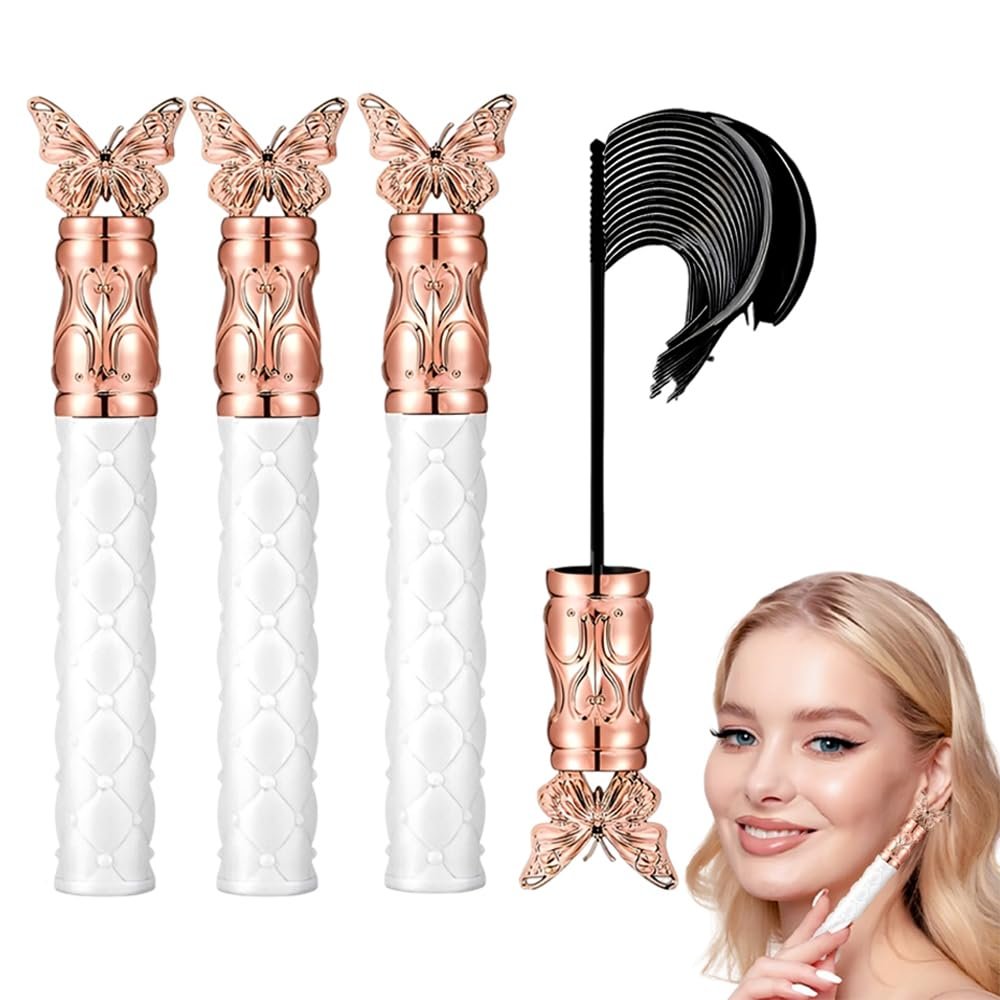 2026 New Mascara, Lift Iron Wand Mascara for Everyday Wear, Thick, Curling, Long-lasting, Waterproof, Sweat-proof, Lengthening, Non-smudged (Black-3Pcs)