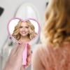 1 PCS Heart Shaped Hand Held Mirrors with Handle, Small Water Ripples Handheld Mirror, Cute Single-Sided Magnifying Makeup Lash Mirror with Handle for Makeup Travel Men & Women (Pink, 4 x 7 Inches) view 3